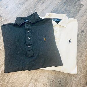 Lot of 2 Men's Ralph Lauren Polo Long Sleeved collar shirts Small